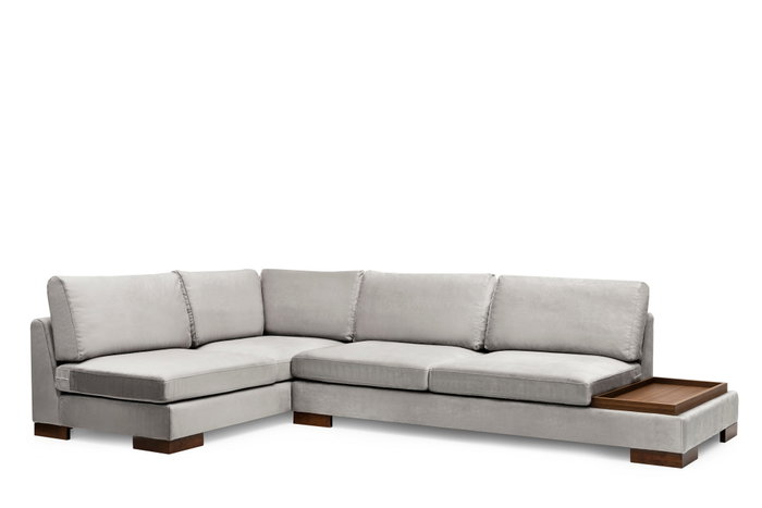 Atelier Del Sofa Sofá Esquinero Izquierdo con Puf - Gris Claro